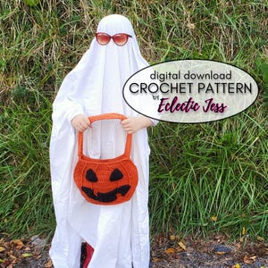 Pumpkin Bag Crochet PATTERN ONLY - Jack O Lantern, Trick or Treat Bag, Pumpkin Sack, Crochet Halloween Trick or Treat Bag, Pumpkin Tote Bag,