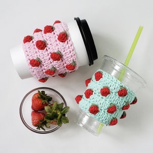 Strawberry Crochet Cup Cozy Pattern (Digital Download) image 4
