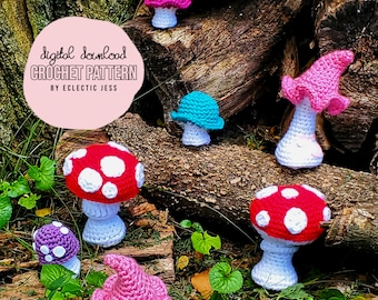 Shroom Squad Crochet PATTERN ONLY. crochet mushroom, amigurumi mushie, crochet pattern bundle, amanita, cottagecore crochet, witchy crochet