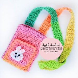 Retro Bunny Bag Crochet PATTERN ONLY, Cell Phone Bag, Crochet Bag, Cell Phone Pouch, Crochet Phone Case, Crochet Phone, Crossbody Bag