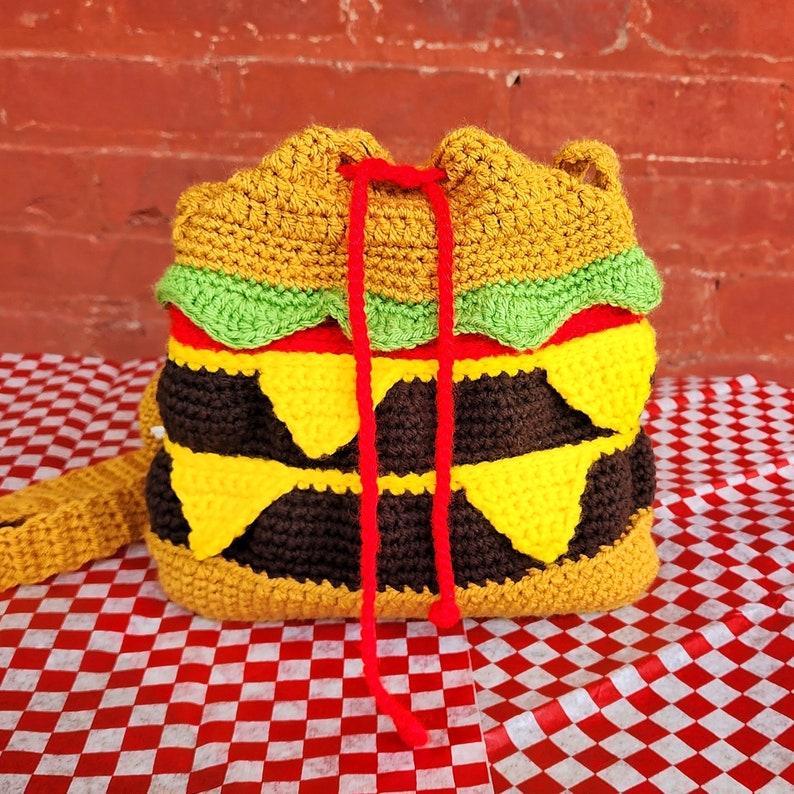 Cheeseburger Bag Crochet Pattern: Amigurumi Food Purse (PDF Pattern) image 6