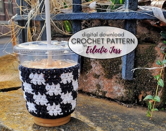 Checkered Crochet Cup Cozy PATTERN ONLY (PDF Pattern)