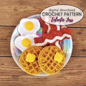 Crochet Breakfast Food Pattern: Waffle, Egg & Bacon Amigurumi (PDF Pattern)