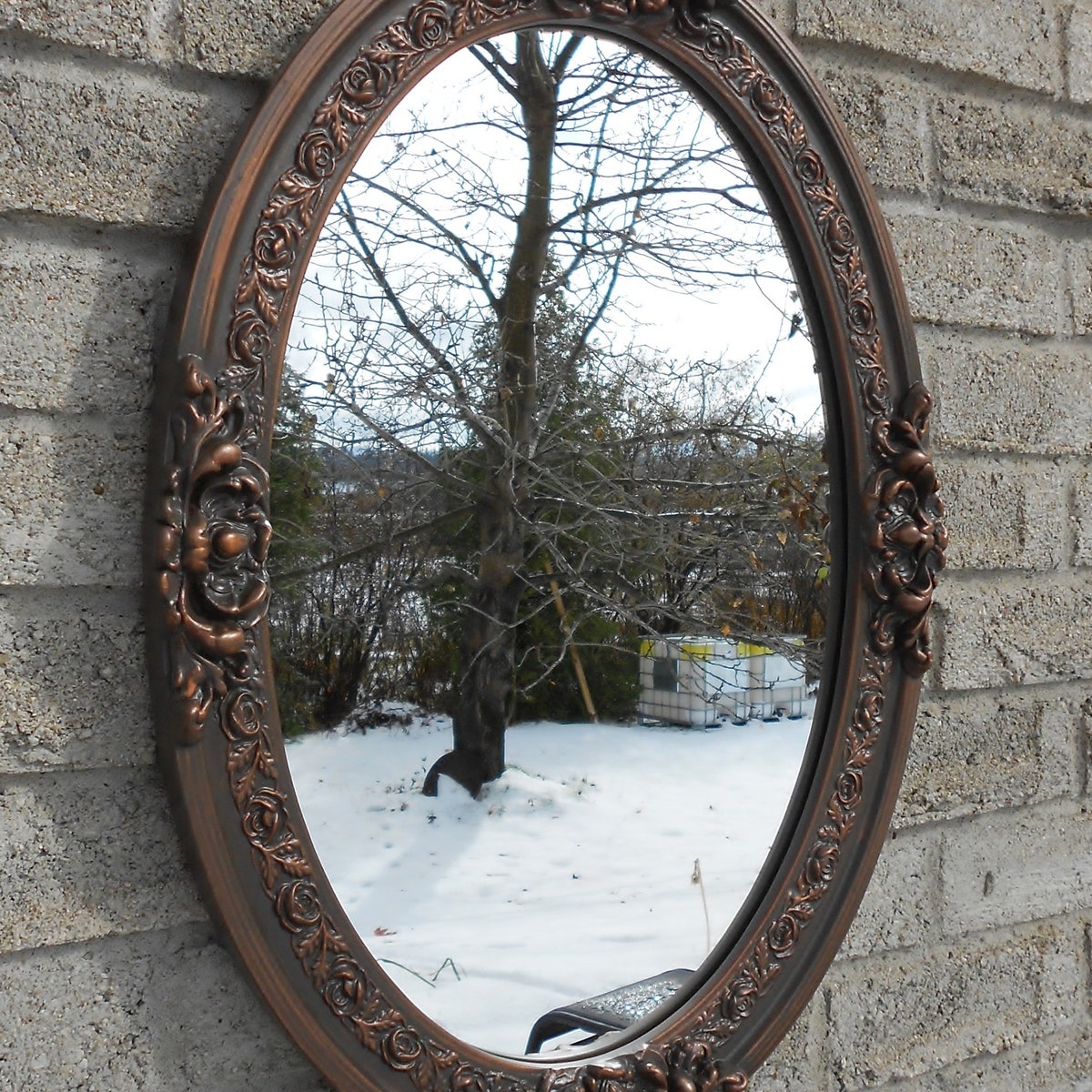 Oval Wall Mirror With Oil Rubbed Bronze Color Frame, 17 Inches X 23 Inches - Etsy