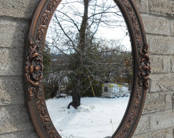Oval Wall Mirror With Oil Rubbed Bronze Color Frame, 17 inches x 23 inches
