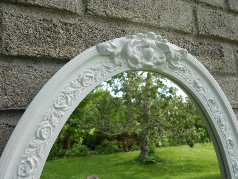 Wall Oval Mirror With White Color Frame. Etsy