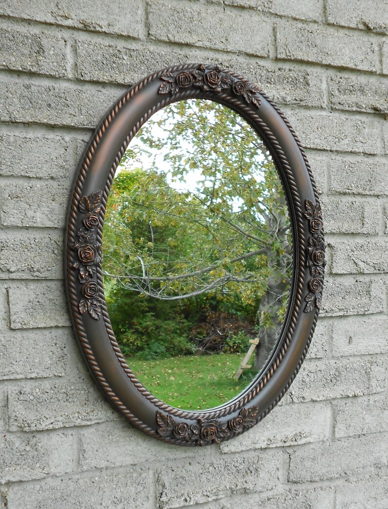 Wall Oval Mirror With Oil Rubbed Bronze Color Frame Bathroom Vanity Shabby Chic
