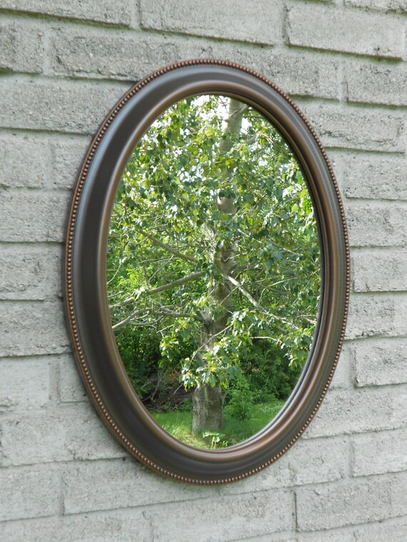 Wall Oval Mirror With Oil Rubbed Bronze Color Frame Bathroom Vanity Shabby Chic