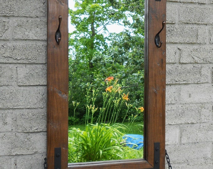 Entryway Rustic Industrial Wall Mirror With Shelf and Oil Etsy
