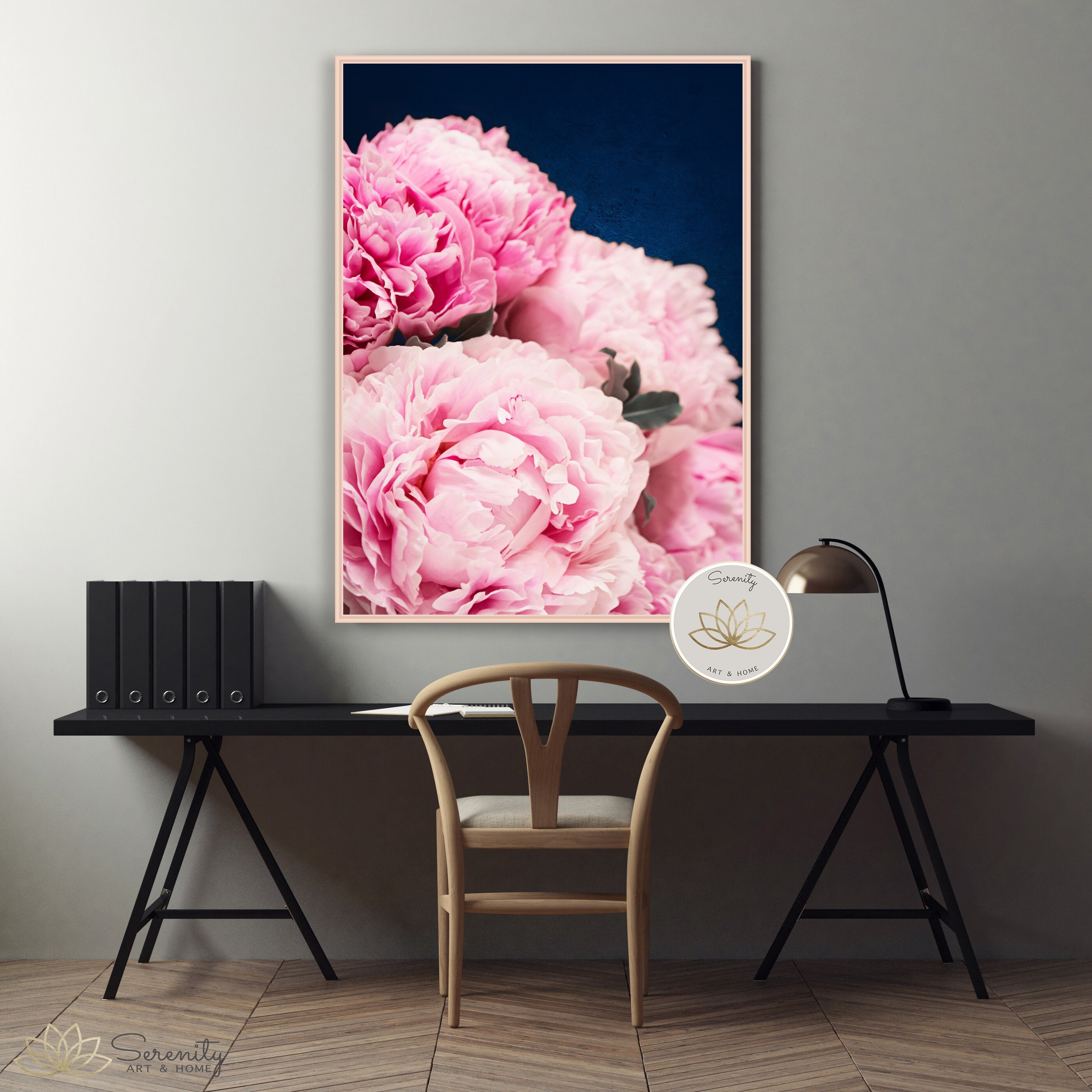 Pink and Navy Wall Art Peony Photography Print Peony Wall Etsy