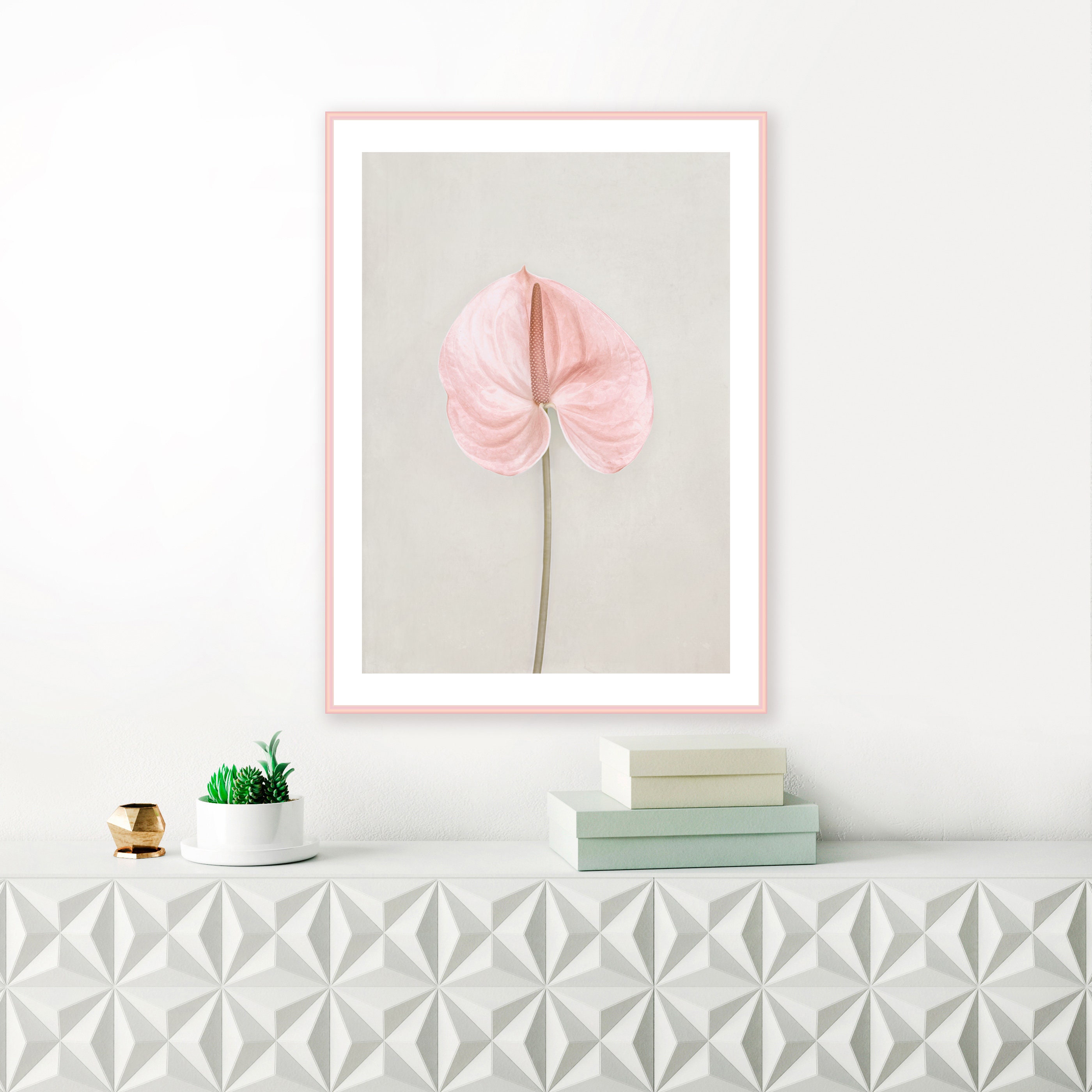 Blush Pink Anthurium Flower Printable Flower Poster Floral