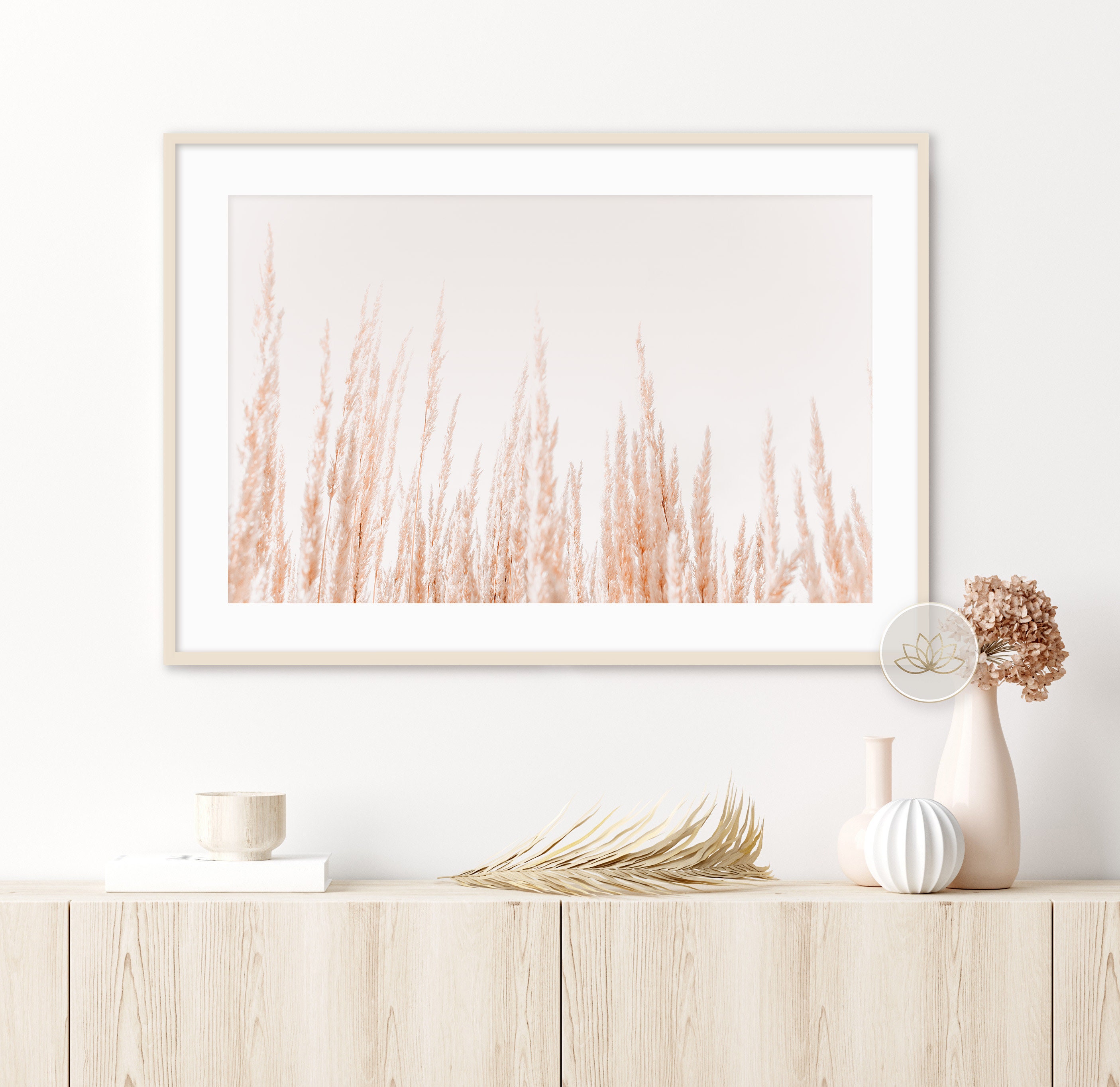 Large Minimal Wall Art Wild Grass Print Botanical Print Beach Grass Print Blush Pink Wall Art Gift For Her Bedroom Art Nursery Art