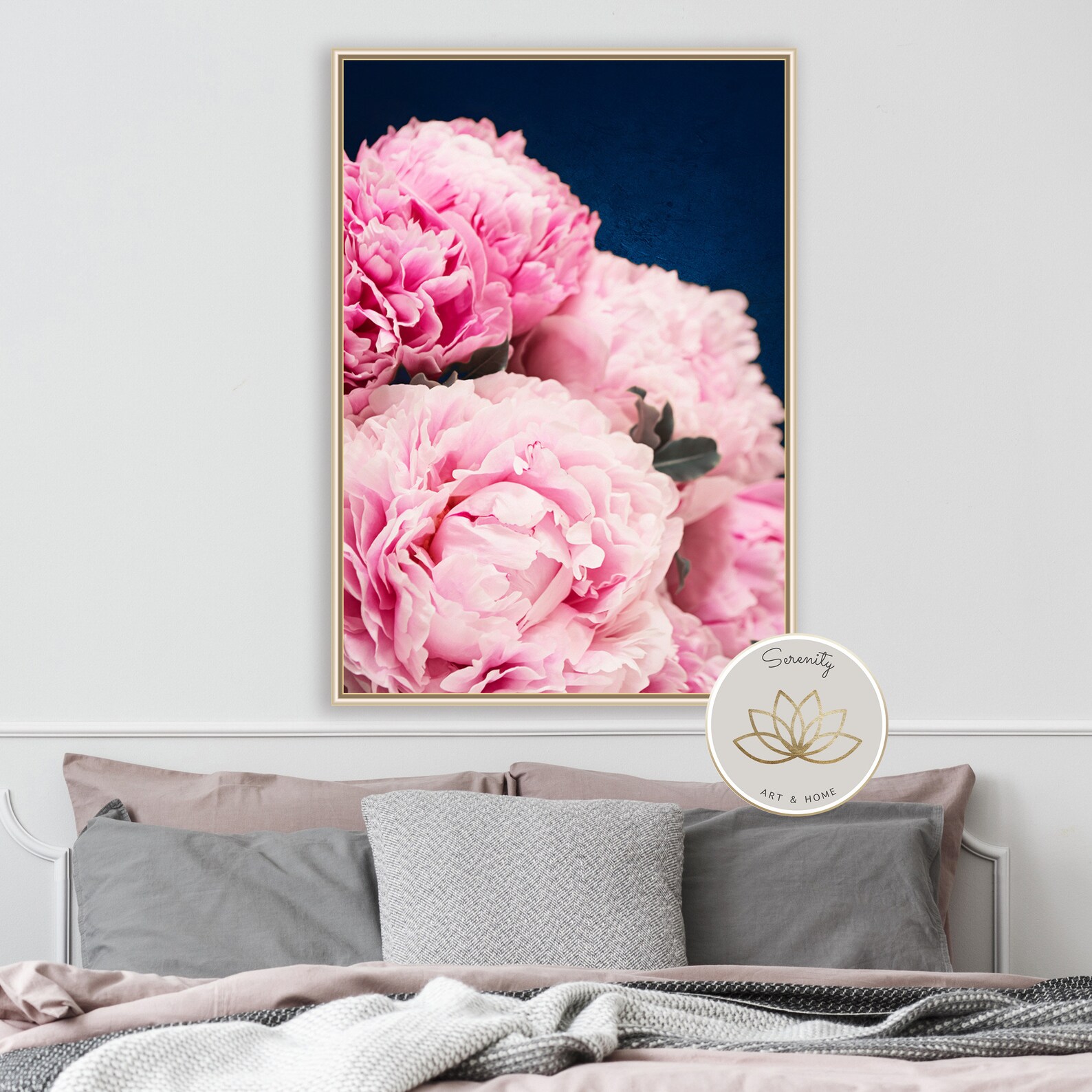 Pink and Navy Wall Art Peony Photography Print Peony Wall Etsy