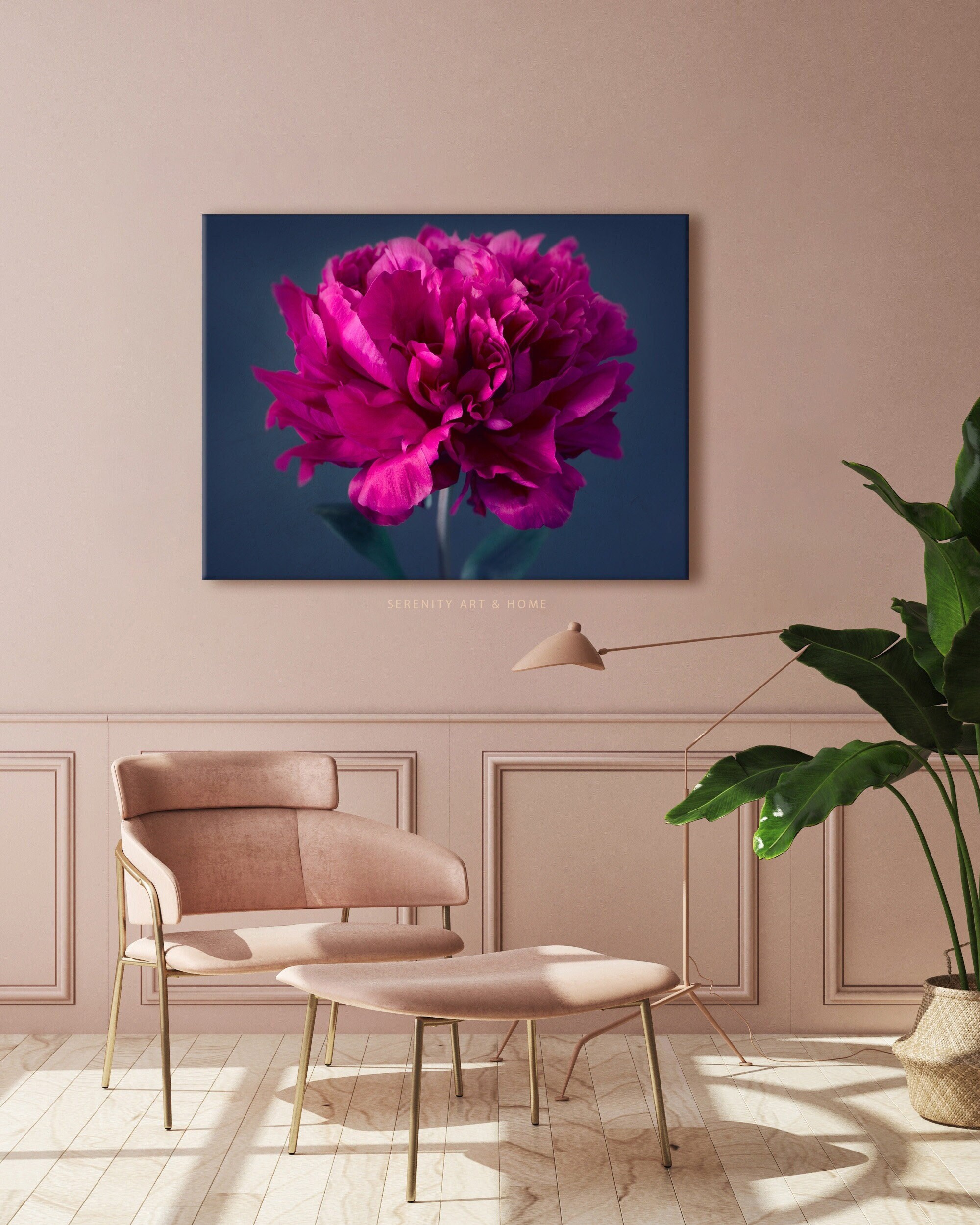 Large Canvas Print Jewel Tone Peony Wall Art Botanical Etsy UK