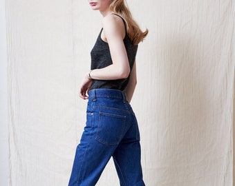 Vintage High Waisted Jeans 29" Waist, Dark Blue Jeans, Blue Bootcut Jeans, 29" Waist Vintage Denim, High Rise Jeans