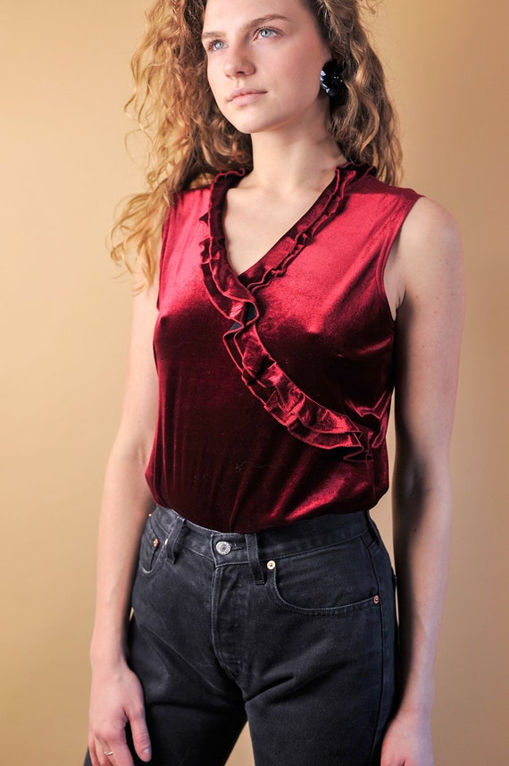 velvet ruffle top
