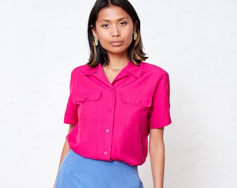 Hot Pink Short Sleeve Shirt Small