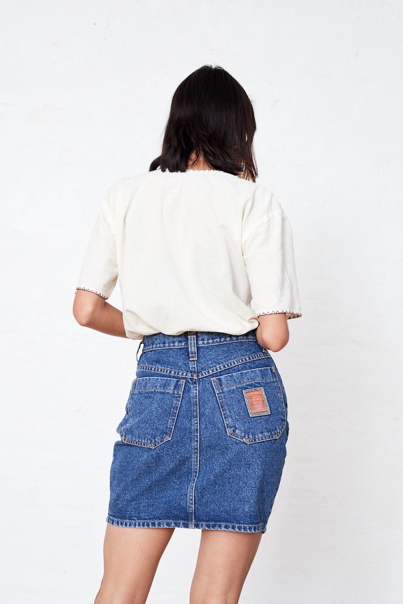 Vintage Denim Mini Skirt 26-27 Waist, 90s Denim Skirt Small image 1