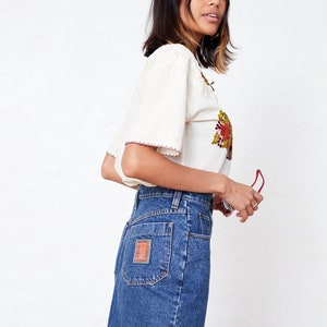 Vintage Denim Mini Skirt 26-27 Waist, 90s Denim Skirt Small image 4