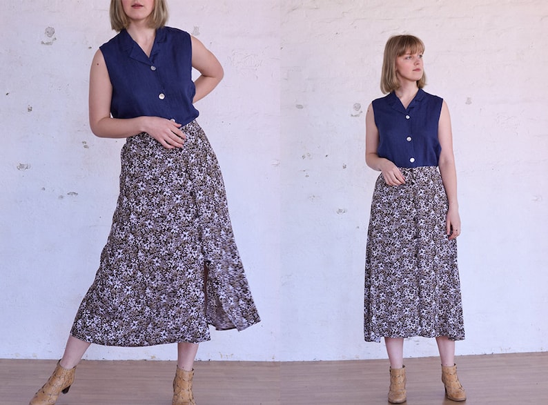 button front skirt 90s