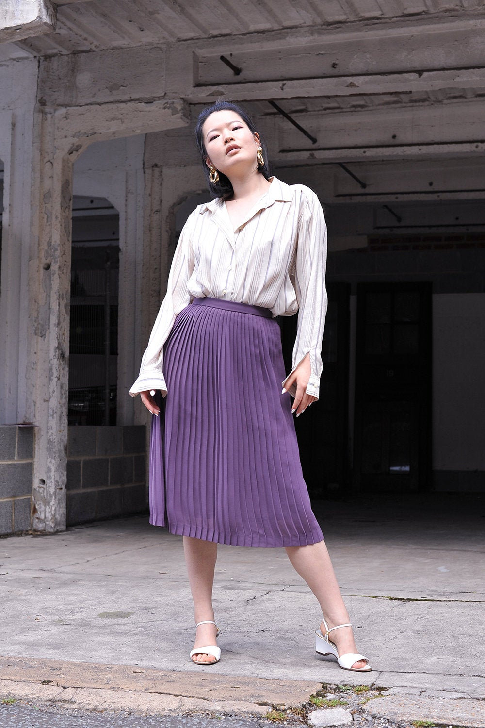 colorful pleated maxi skirt
