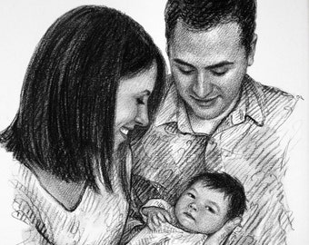 Custom family portrait Family portrait Custom Illustration Family art Custom Portrait drawing Christmas Gift - Gift For Her - Gift For Him