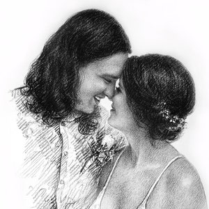 Painting from photo, Wedding drawing , Custom wedding portrait From Photo, Custom Couple Portrait Charcoal, gift for her