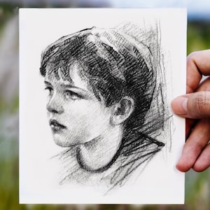 Charcoal Portrait Charcoal sketch from Photo Fine Art CUSTOM Portrait Personalized portrait Art From Picture Photo Drawing