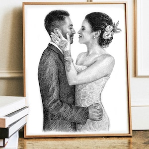 Custom Couple portrait from photo, Couple portrait Drawing, Anniversary Portrait Gift, Custom Wedding Portrait Gifts, Engagement Gifts image 1