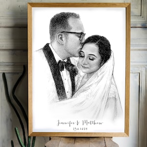 Regalo di anniversario di cotone per lui 1 anno, disegno a carboncino su carta di cotone, regalo del primo anniversario per il marito, regalo di anniversario di carta per lui