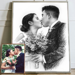Charcoal drawing Personalized gift for husband gift, Fiancé gift, Anniversary gifts for men, Custom portrait from photo, Gifts for fiance