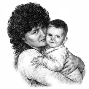 Sweet Gift for Mom from Daughter or Son, Custom portrait, custom mother daughter art, Personalized Gift for Mom, Custom Mother&#39;s Day Gift