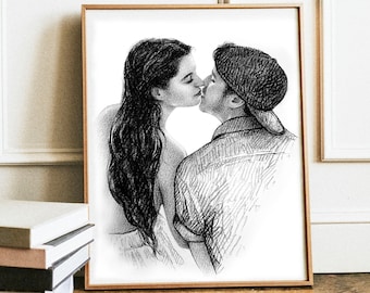 1 year anniversary gift for boyfriend, custom couple portrait, long distance relationship gift for boyfriend,sentimental gifts for boyfriend