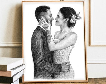 Custom Couple portrait from photo, Couple portrait Drawing, Anniversary Portrait Gift, Custom Wedding Portrait Gifts, Engagement Gifts