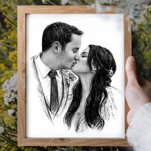 Custom Couple portrait from photo, Couple portrait Drawing, Anniversary Portrait Gift, Custom Wedding Portrait Gifts, Engagement Gifts