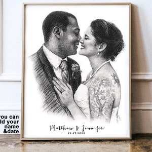 Personalized portrait, custom portrait, custom couple illustration, Anniversary gift, Wedding gift, Wedding portrait image 6