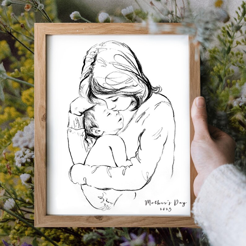Couple wedding portrait, Custom Sketch hand drawn portrait, Custom drawing from photo, Personalized painting, Anniversary gift for husband image 9
