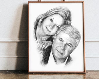 Wedding Gift for Parents from Bride and Groom Wedding Gift for Parents of Groom Wedding Gift for Parents of Bride Custom Charcoal Drawing