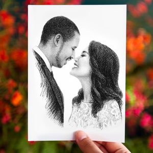 Personalized portrait, custom portrait, custom couple illustration, Anniversary gift, Wedding gift, Wedding portrait image 9