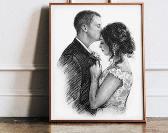 Wedding present for bride and groom Wedding gift Custom wedding portrait personalized wedding gifts for couple Custom portrait of couple art