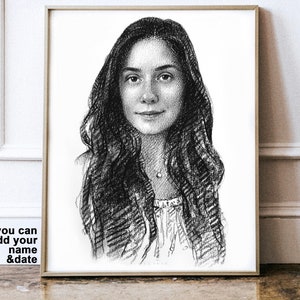 Charcoal Portrait Charcoal sketch from Photo Fine Art CUSTOM Portrait Personalized portrait Art From Picture Photo Drawing image 10