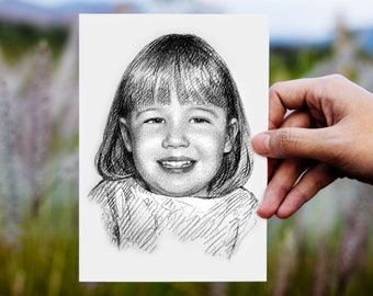 Personalized Baby portrait, Memorial portrait, child portrait, Children portrait from photo, charcoal sketch from photo, Hand drawn portrait