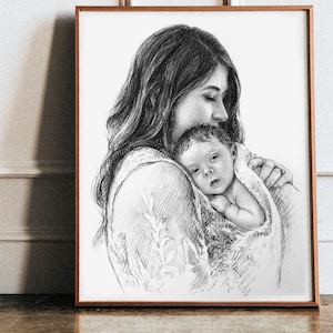 Charcoal Portrait Charcoal sketch from Photo Fine Art CUSTOM Portrait Personalized portrait Art From Picture Photo Drawing image 9