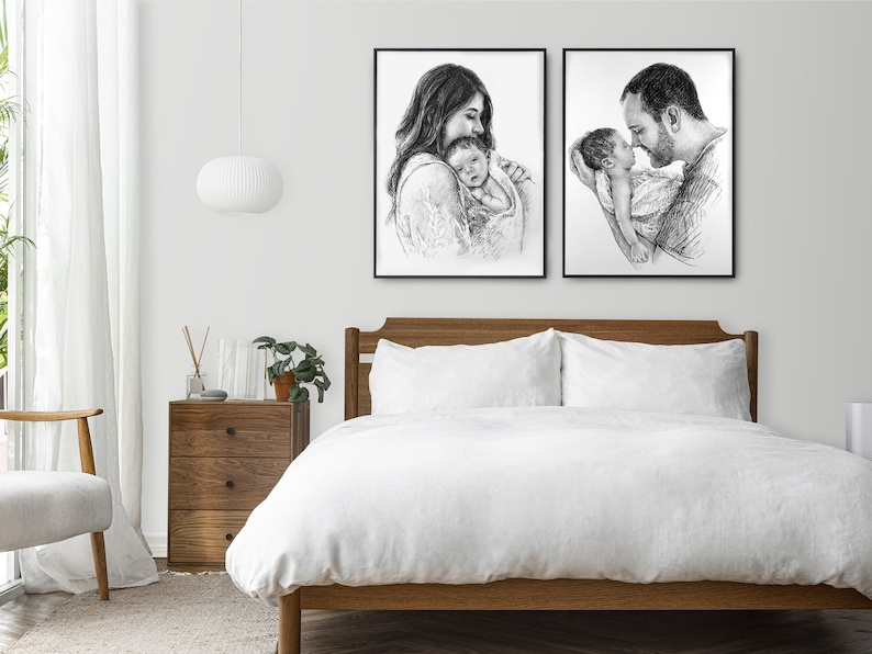 Custom family portrait-Family portrait Custom-Family portrait-Custom portrait-Family portrait illustration-Personalized Art-Valentines day image 3