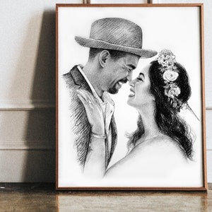 Custom Couple portrait from photo, Couple portrait Drawing, Anniversary Portrait Gift, Custom Wedding Portrait Gifts, Engagement Gifts image 7