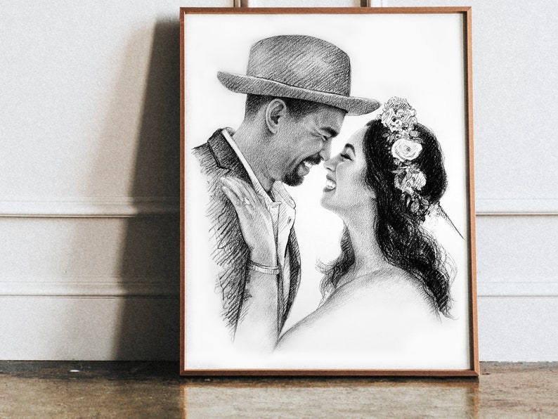 Custom Couple portrait from photo, Couple portrait Drawing, Anniversary Portrait Gift, Custom Wedding Portrait Gifts, Engagement Gifts image 7