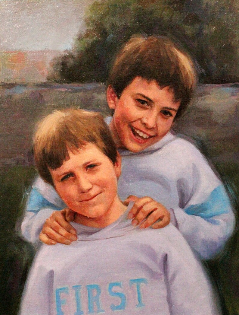 Custom Portrait Painting Kids Personalized Oil canvas Painting Art from photo Child Family Wedding Portraits Contemporary Painting Art image 7