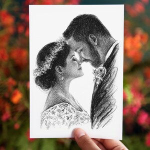 Blyertsteckning, Anpassad teckning, Anpassad skiss från foto, Personlig porträttskiss Alla hjärtans dag-present till henne, till honom, Foto att skissa bild 7
