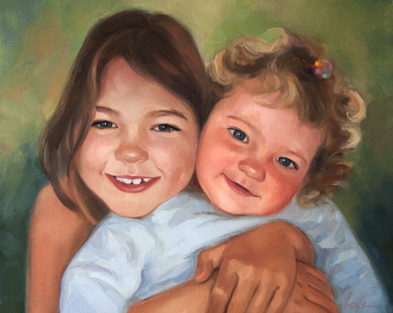 Custom Portrait Painting Kids Personalized Oil canvas Painting Art from photo Child Family Wedding Portraits Contemporary Painting Art image 8