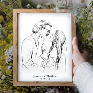 Couple wedding portrait, Custom Sketch hand drawn portrait, Custom drawing from photo, Personalized painting, Anniversary gift for husband image 4